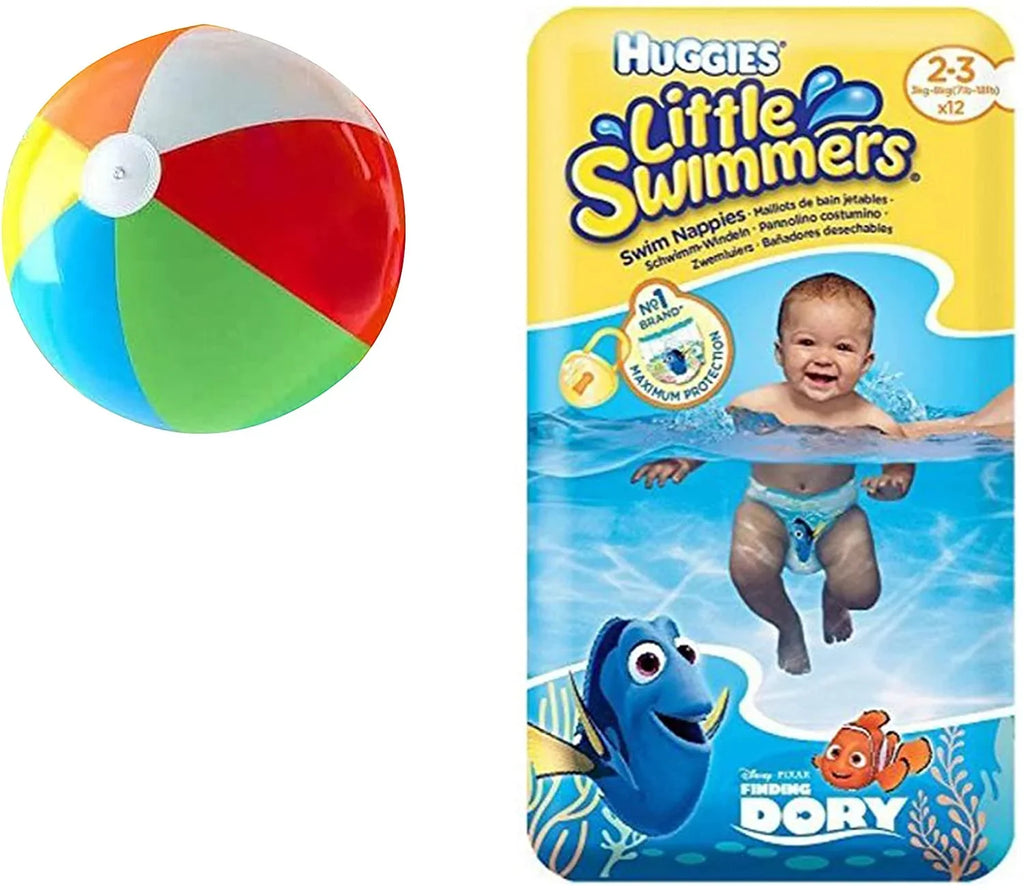 12-Count inch Swimmers Ball Bonus Little Swim Disposable Inflatable 5 - 7lb-18lb., Pool X-Small Diapers,