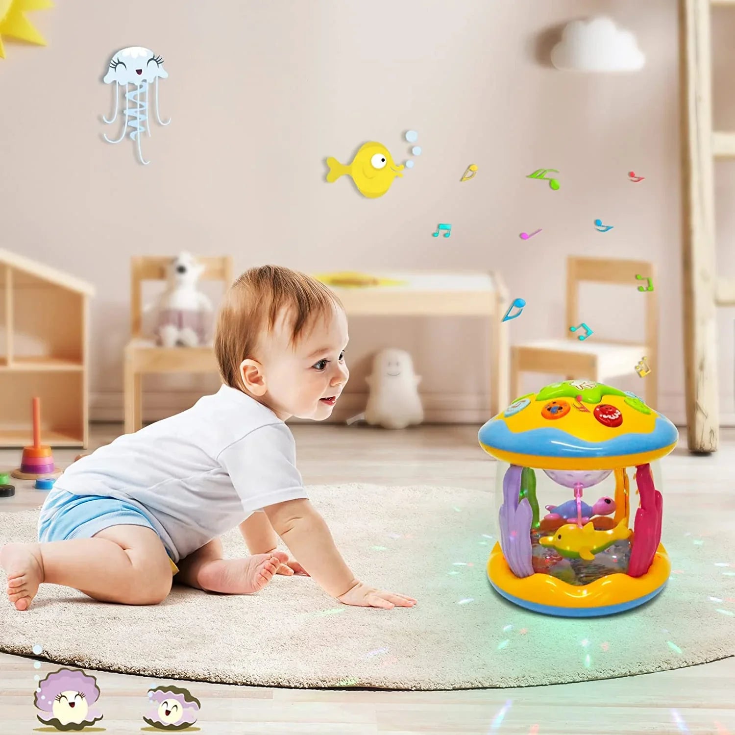 Baby Infant Toddlers Toys Up 1 Musical Toys Light for in Educational Learning Toys,Ocean 6-12 Months,4 Projector For Rotating