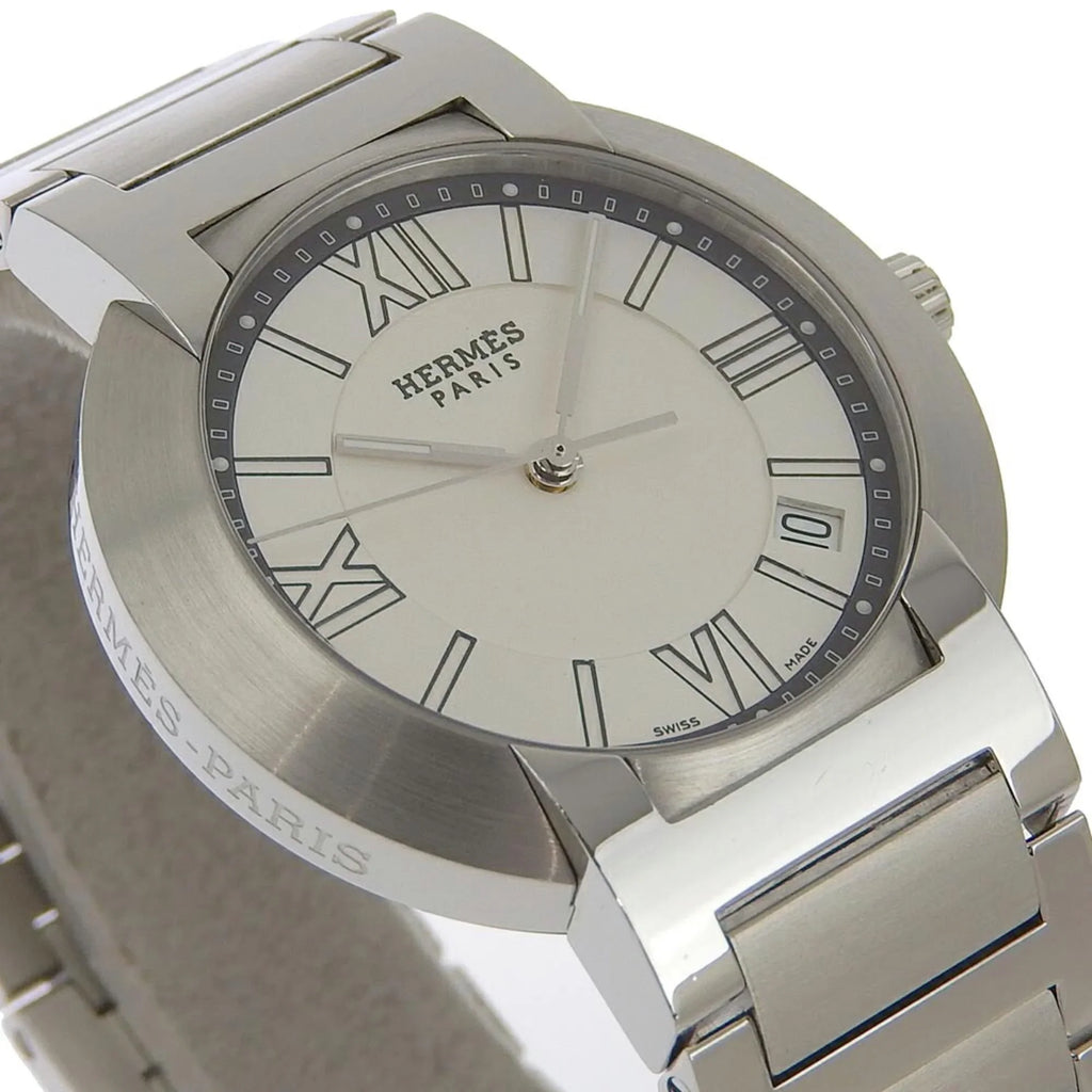 Made Pre-Owned Swiss (Fair) Nomad Quartz Steel Stainless Watch NO1.710 Hermes Silver Men's Dial Analog White Display