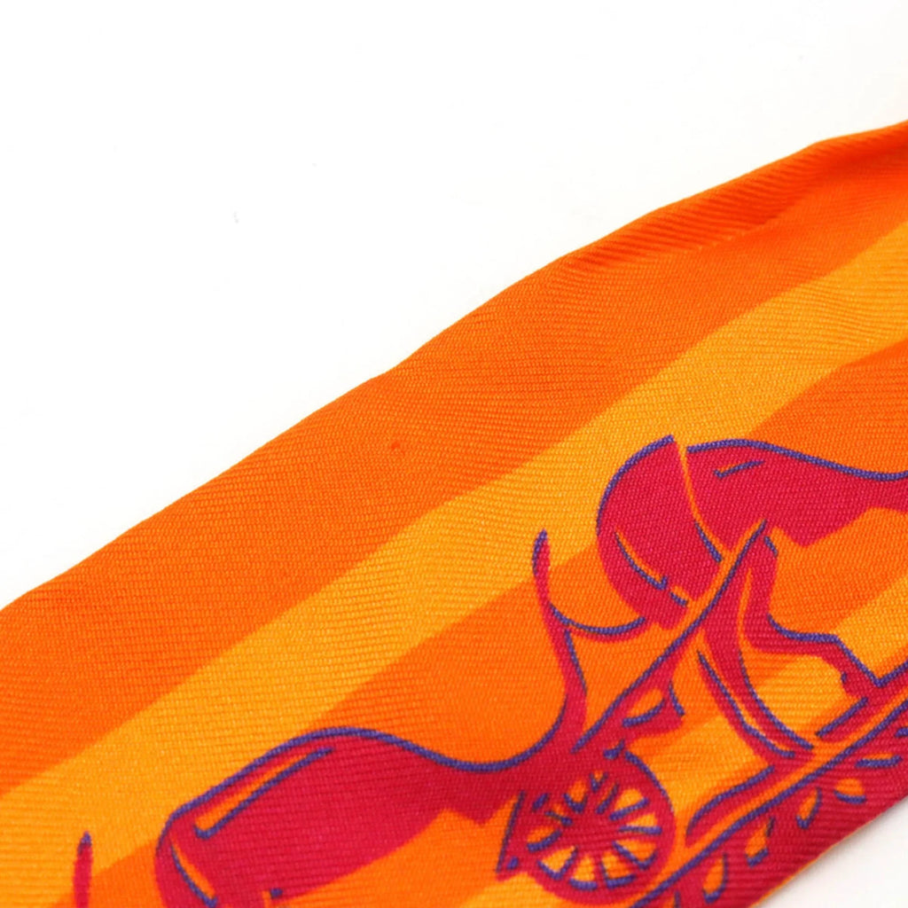 Hermes Twilly Muffler Silk Scarf Pre-Owned 10th HERMES Faubourg (Good) Orange Anniversary 24 100% 5-4-1 Ginza