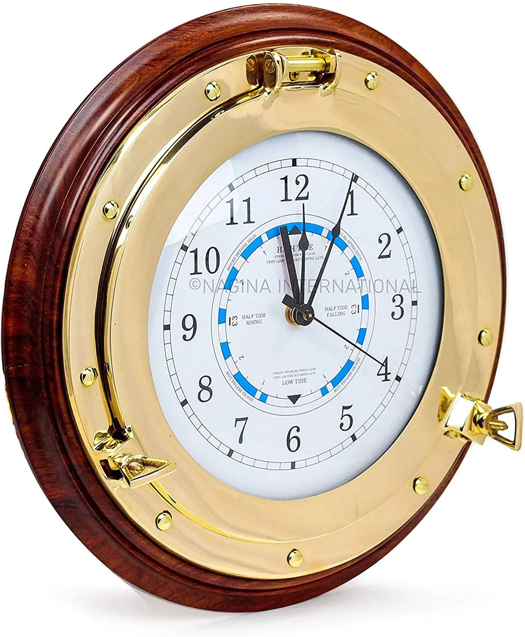 Clock Ornamental Wood Deluxe Solid Pirate's Time 16" Base Tide Premium Beach | International On Decor Ocean Nagina