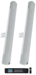 Commercial White 70V (2) 32" Mount Column COL800- Array Wall Speakers+Amp