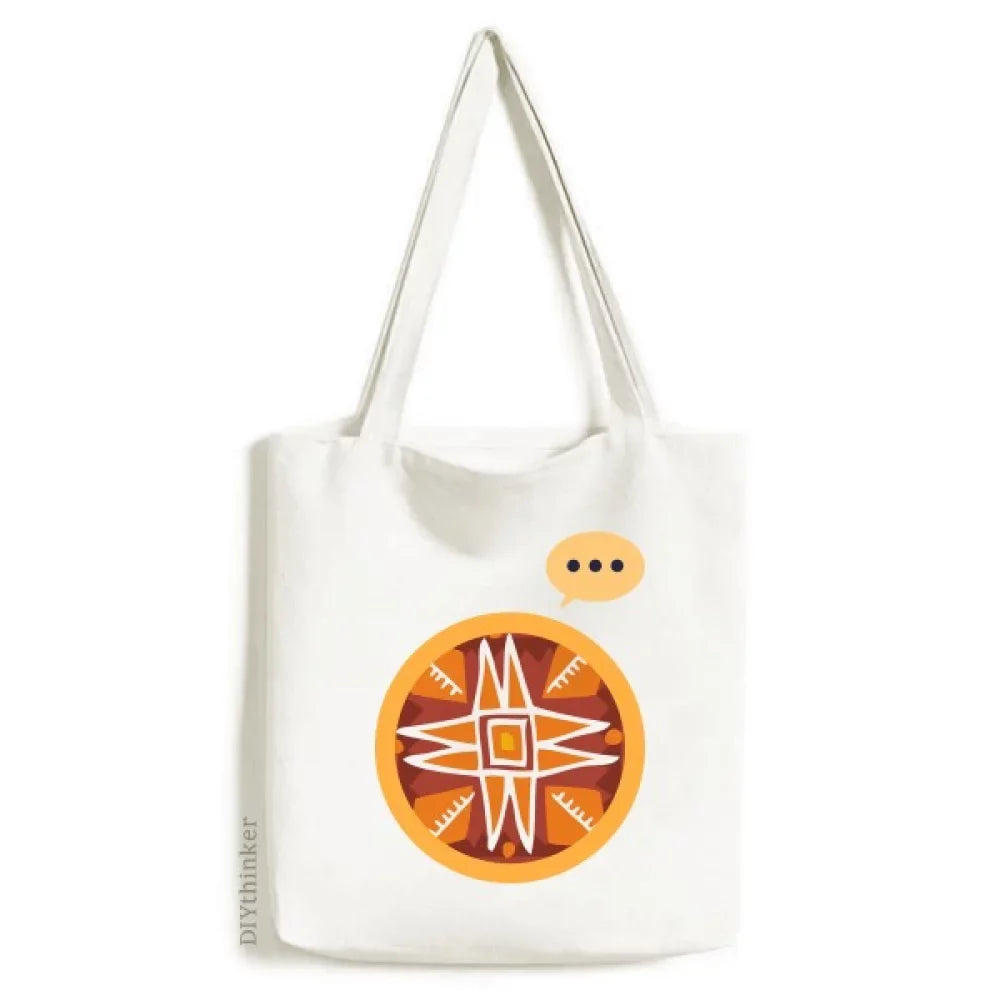Tote Totems Sack Orange Bag Canvas Ancient Civilization Sun Expression Shoulder Mexico