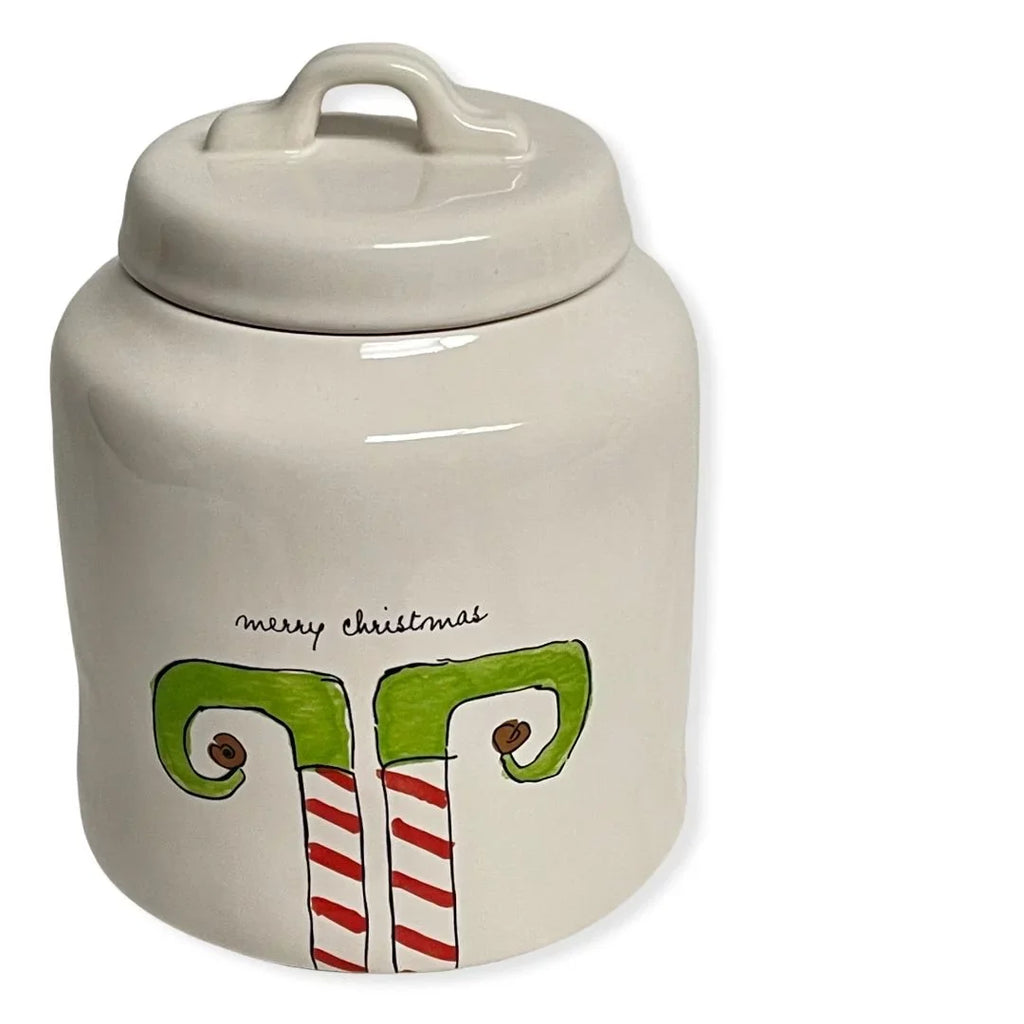 White Black Letters Canister Ceramic Rae Dunn With