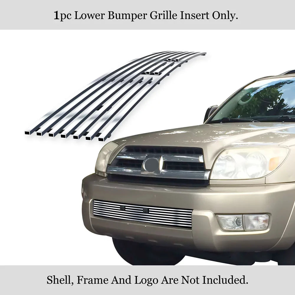 2003-2005 4Runner Grille Premium Steel Billet with Chrome Fits N19-S52456T Bumper Lower Stainless Toyota 8x6